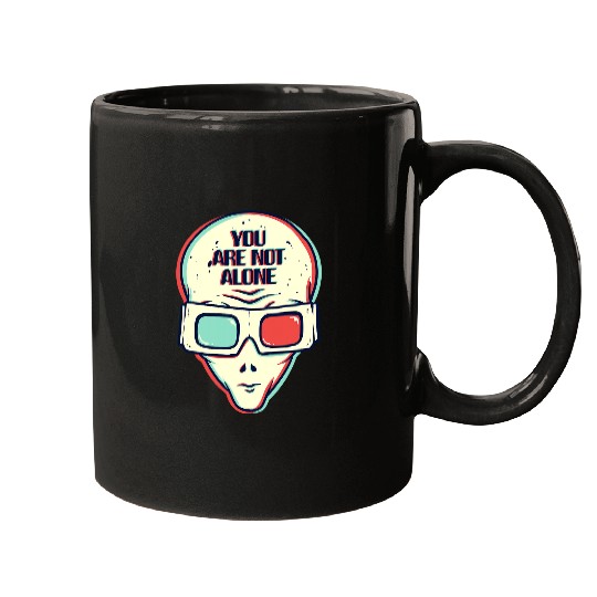 Aliens UFO You Are Not Alone Glitchcore UFO Alien Face with Sunglasses50 Mugs