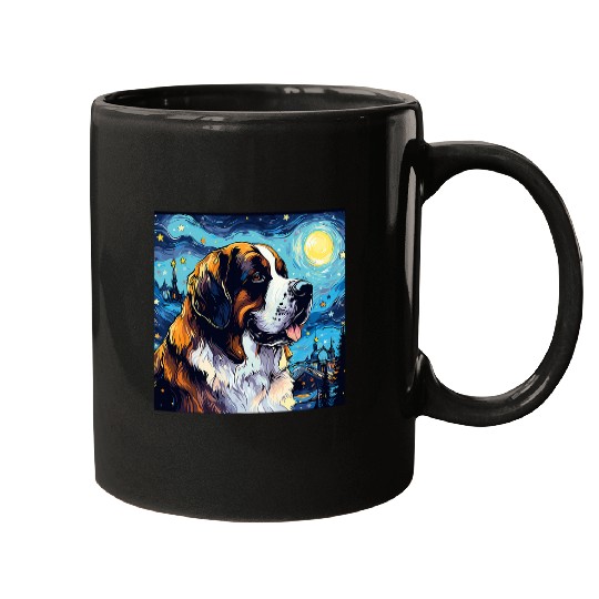 Saint Bernard Pet Starry Night For Dog Mom Dog Dad 1 Mugs