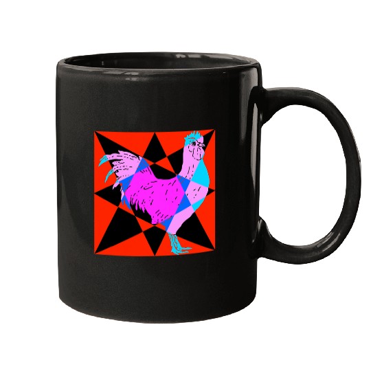 Chicken Pet Red Black Pink Blue Rooster Farm Animal Design Mugs