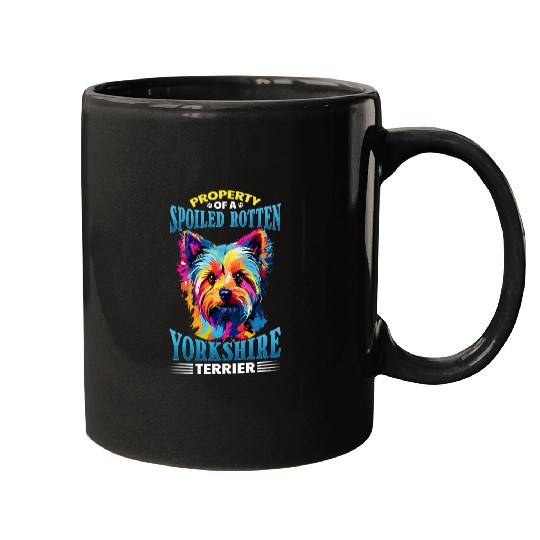 Yorkshire Pet Dog Yorkie Property of a spoiled rotten Yorkshire Terrier 3 Mugs