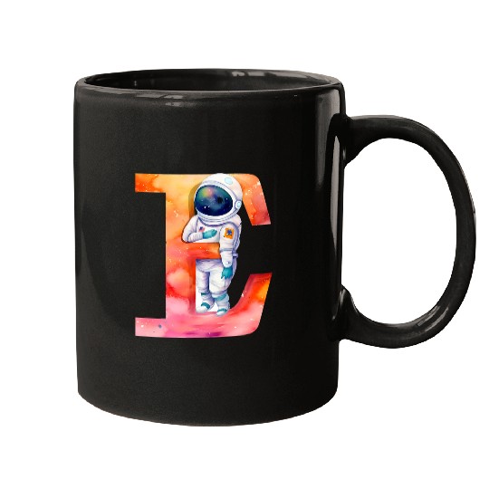Astronaut Job Space Astronaut Letter E Name Monogram Initial Galaxy Planet Mugs