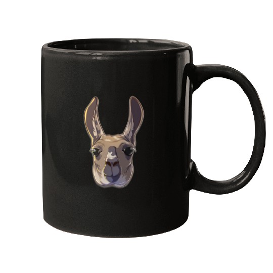 Llama Pet Face of a Llama Alpaca Farm Animal Farmer Llama Lover Mugs