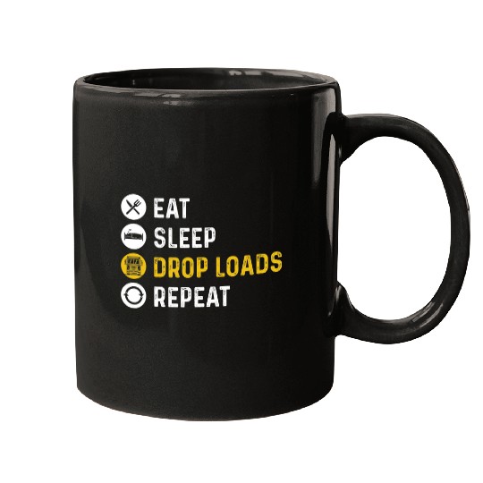Truck Fun Eat Sleep Drop Loads Repeat Semi Truck Driver Mechanic Funny Mugs