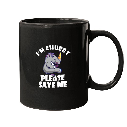 Rhino Pet Rhinoceros Animal Rights Chubby Please Save Me Rhino Mugs
