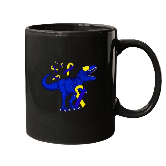 Dinosaur Pet World Down Syndromes Awareness Boho Rainbow Dinosaur Dino Kid 1 Mugs