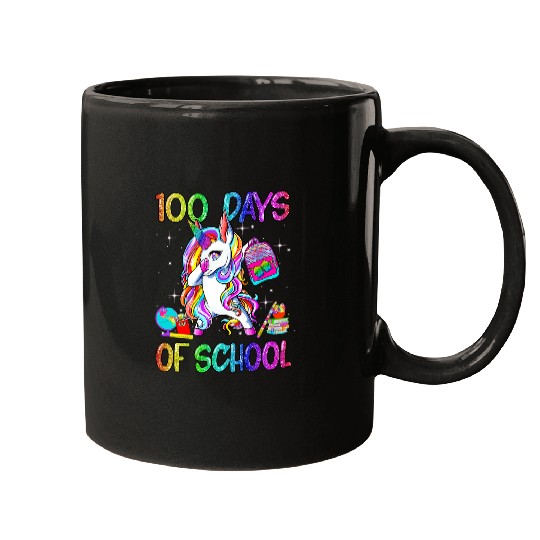 Unicorn Pet Glitter 100 Days Of School  Unicorn Colorful Boy Girl Mugs
