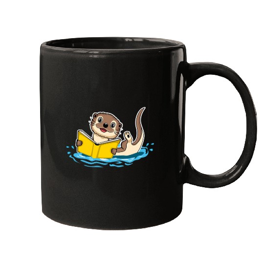 Otter Pet Otter Reading Funny Bookaholics Sea Otter and Book Lover Mugs