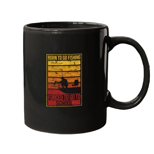 Fishing Fun Cool Funny Born To Go Fishing Bass Fish Fisherman Boys Kids Mugs