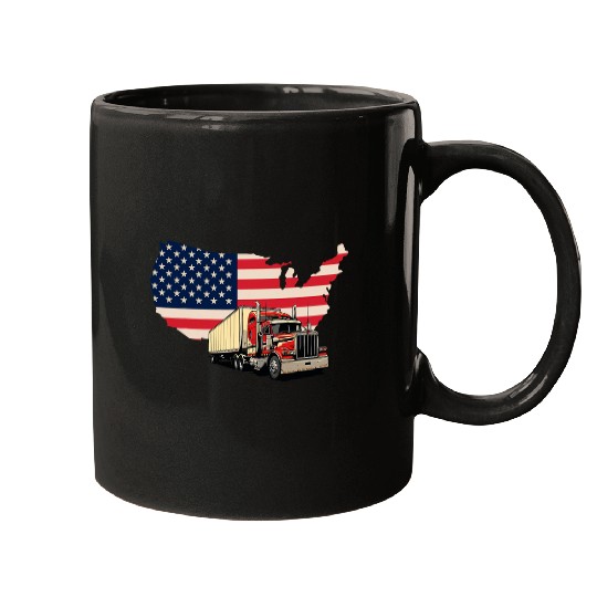 US American Flag Semi Truck Driver 23 Mugs