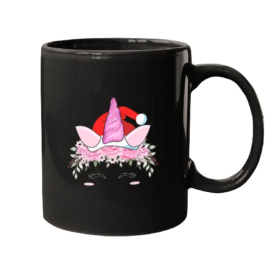 Unicorn Pet Face Santa Hat Funny Christmas Mugs
