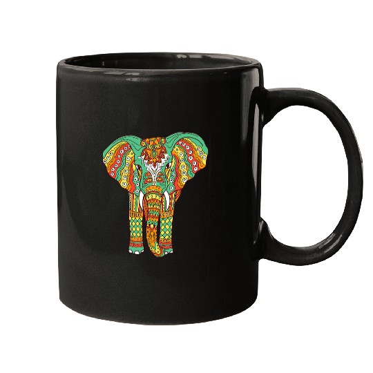 Elephant Mammal Yin Yoga Elephant Mandala Womens Mens Buddhism Meditation Mugs