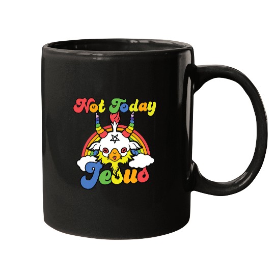 Unicorn Pet Not Today Jesus Funny Kawaii Baphomet Satan Devil Mugs