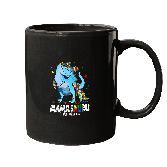 Autism Puzzle Dino Mamasaurus rexs Autism Awareness Autistic Mothers Day Mugs