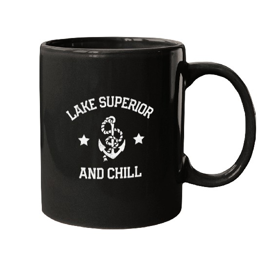 Fishing Fun Lake Superior And Chill Great Lakes Midwest Boating Fishing Mugs