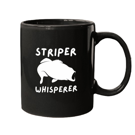 Fishing Fun Striper Whisperer Striped Bass Fish Illustration Fishing Mugs