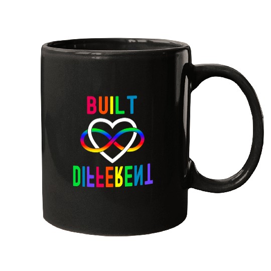 Autism Puzzle Built Different Rainbow Infinity Mugs