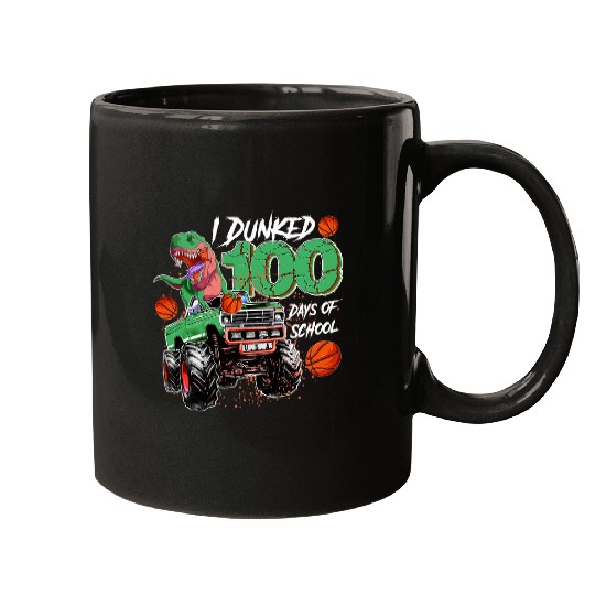 Dinosaur Pet I Dunked 100 Days Of School Dinosaur Monster Truck Boy Kids Mugs