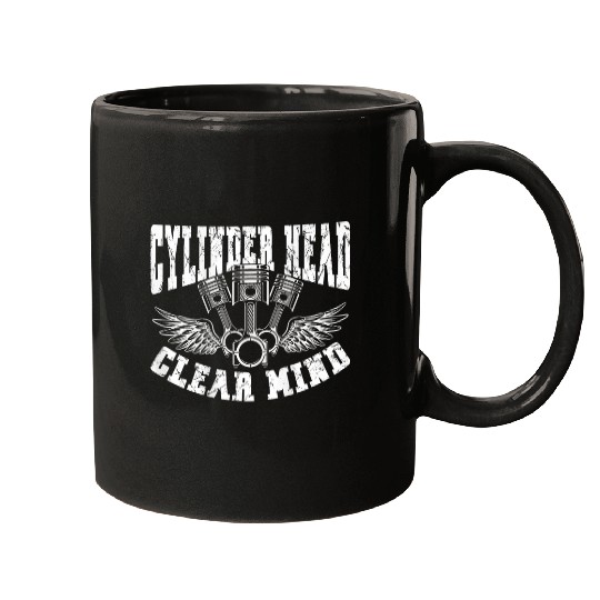 Cylinder Head Clear Mind Backprint Car Machanic Mugs