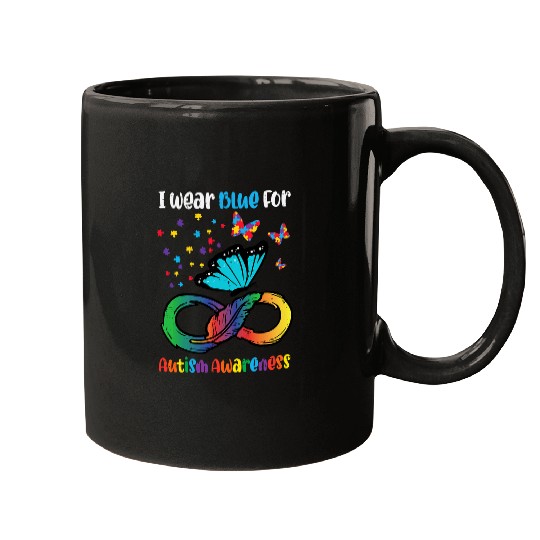 Autism Puzzle Blue For Autism Awareness Infinity Butterfly Women Men Kids Mugs