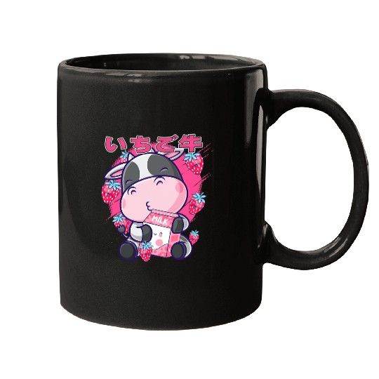 Cow Pet Funny Strawberry Cow Milk Japanese Kawaii Strawberry Milk 124 Mugs