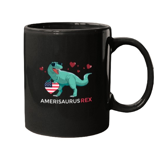 Dinosaur Pet Amerisaurus rexs Patriotic Dinosaur 4th of July Kids Merica1 Mugs