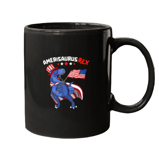 Dinosaur Pet Amerisaurus T rexs 4th of July Dinosaur Patriotic American Mugs
