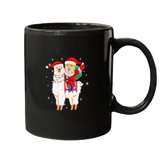 Llama Pet Make Christmas Great Again Santa Trump Ride Llama xmass Party Mugs