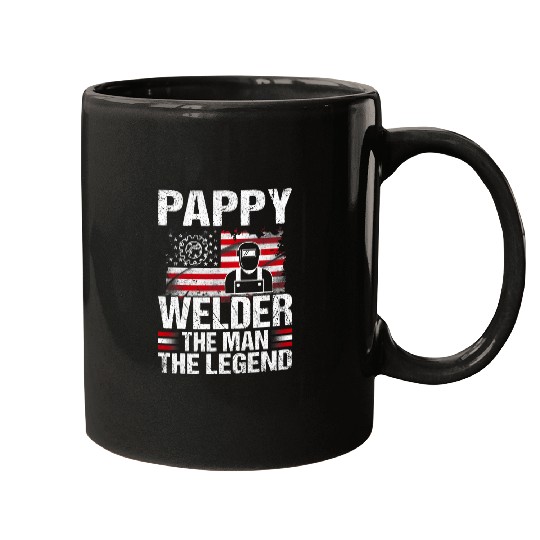 Welder Job Pappy Welder The Man The Legend Retro USA Flag Mugs