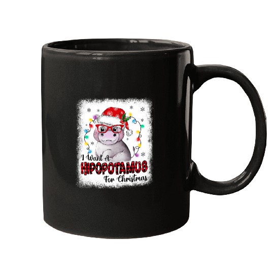 Hippo Pet I Want A Hippopotamus For Christmas Funny xmass Bleached Mugs