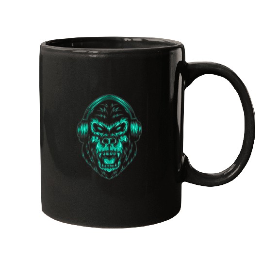Gorilla Pet Headphones Sonic Ape Groove Monkey Retro 80s Mugs