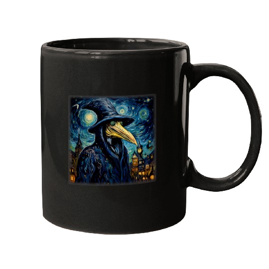 Funny Plague Doctor Starry Night Van Gogh leeches medicals 23 Mugs