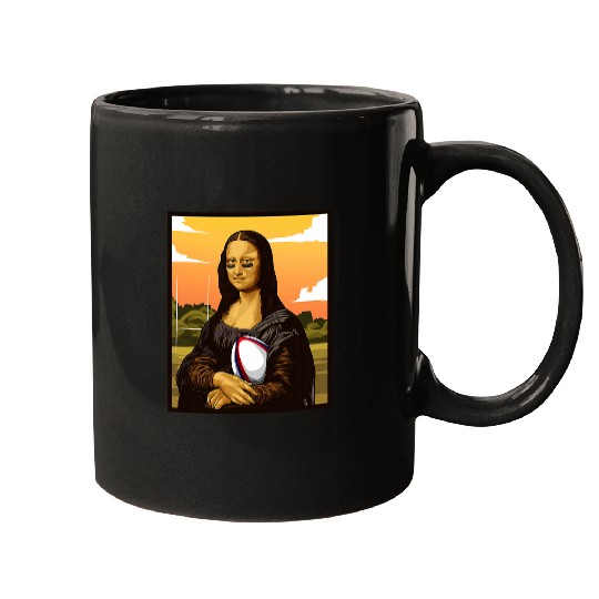 Sport Rugby Mona Lisa Loves Rugby Funny Rugby Fan Mugs