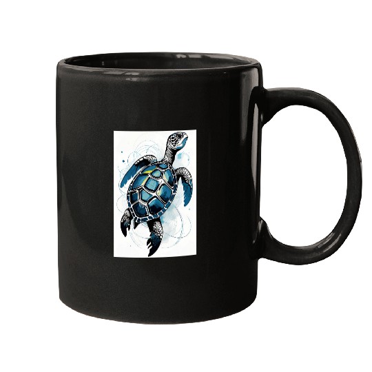 Turtle Pet Drawing Art Animal Artwork Graphic tortoise 1 Mugs