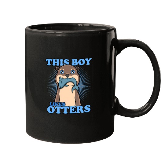Otter Pet Otters Boy Likes Otters Cute Sea Otter Eating Fish Mugs