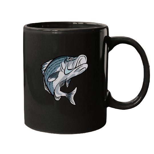Fishing Fun Striped Bass Graphic Mens Fishing Illustration Mugs