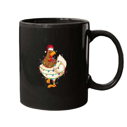 Chicken Pet Christmas Lights Chicken Santa Christmas Tree Mugs