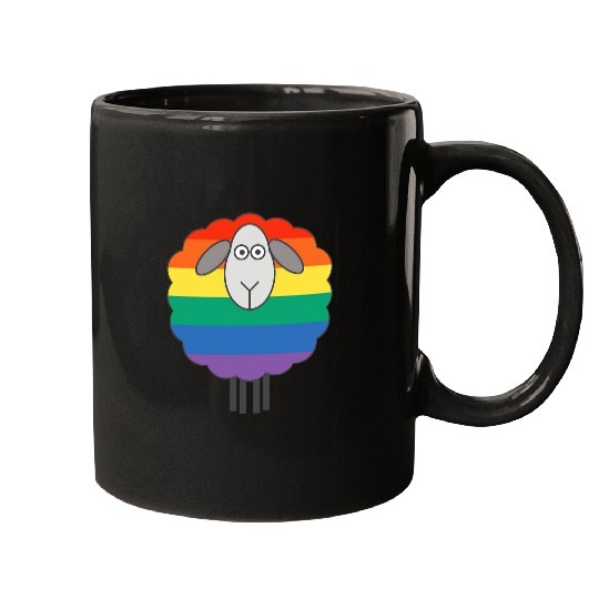 Sheep Pet Rainbow Pride Flag Patterned Mugs