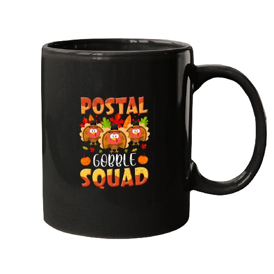 Postal Worker Job Gobble Squad Turkey Postal Worker Thanksgiving Match Mugs