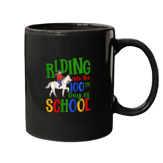 Horse Pet Kids Girls 100 Days Of School Horse 100th Day Of School Mugs