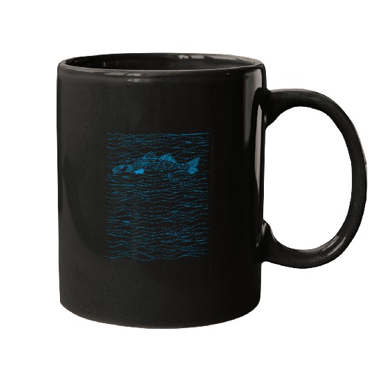 Fishing Fun Striped Bass Fishing Striper Fish Line Art Mugs