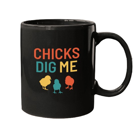 Chicken Pet Chicks Dig Me Easter Pun Cool Chicken Retro vintages Egg Hunt Mugs