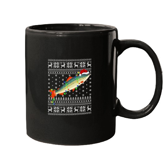 Fishing Fun xmass Lighting Santa Ugly Brook Trout Fish Christmas 659 Mugs