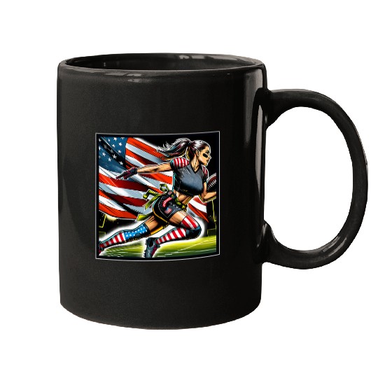 Sport Rugby America US Flag Girl Flag Football Rugby Mugs