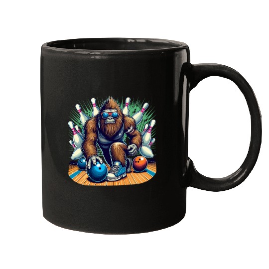Sport Bowling Cryptid Bigfoot Bowling Cool Sasquatch Mugs
