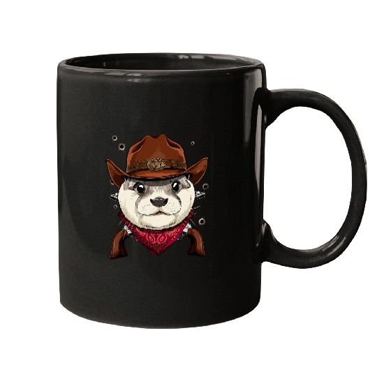 Otter Pet Otters Western Cowboy Otter Country Music Rodeo Howdy Animal Lover Mugs