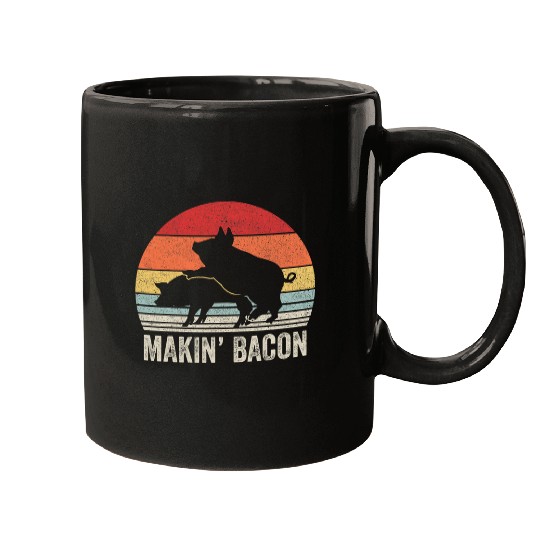 Pig Pet Vintage Retro Makin Bacon Pork Bacon Mugs