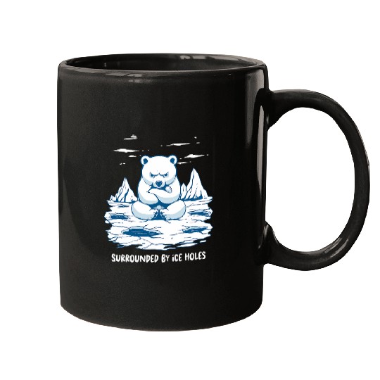 Fishing Fun Surrounded By Ice Holes Polar Bear Ice Fishing Mugs
