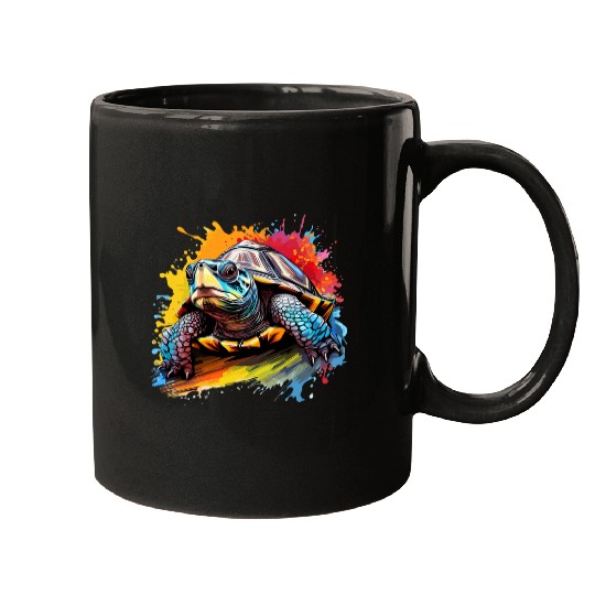 Turtle Pet Colorful Eastern Box Turtle Lover Splash Art Mugs