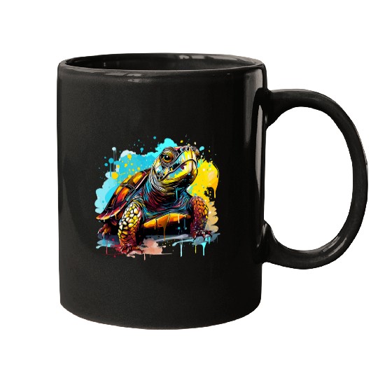 Turtle Pet Colorful Eastern Box Turtle Lover Splash Art 1 Mugs