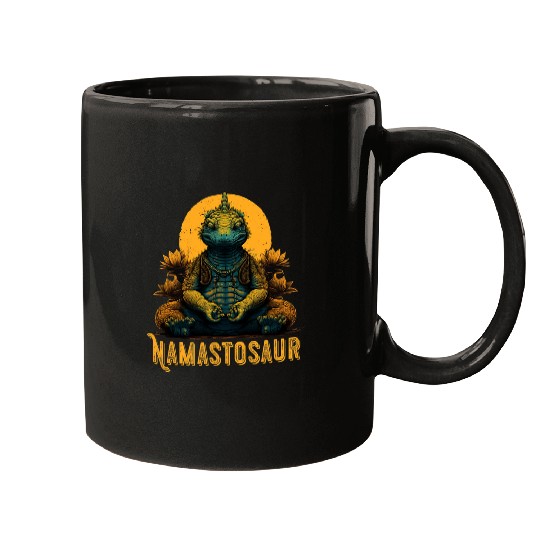 Dinosaur Pet Buddha Statue Dino TRex Sunset Gautama Zen Yoga Buddhism Mugs